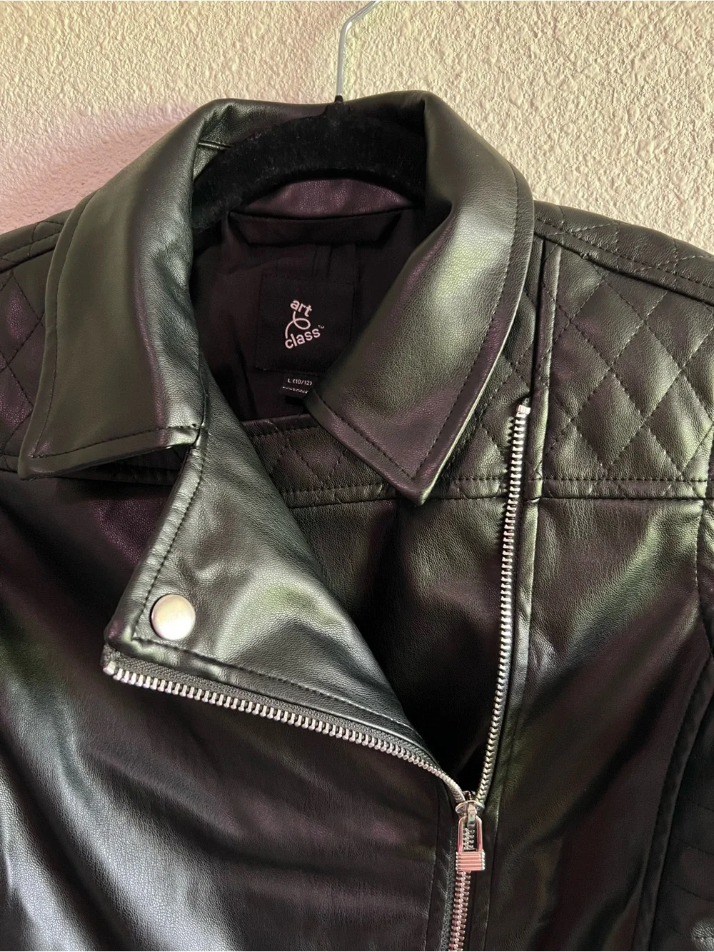 art class Black Quilted Faux Leather Moto Jacket